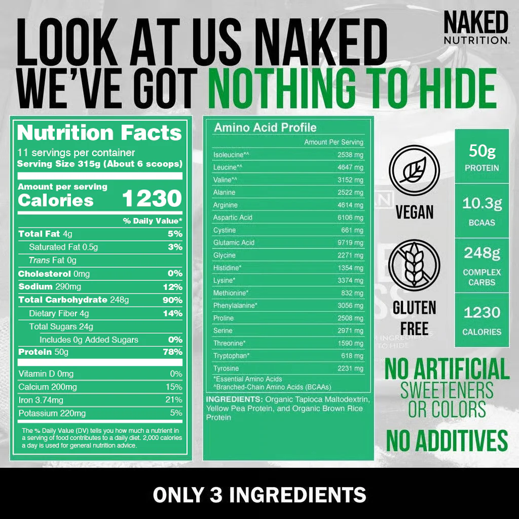 Vegan Mass Gainer Supplement | Naked Vegan Mass - 8LB - Image 5